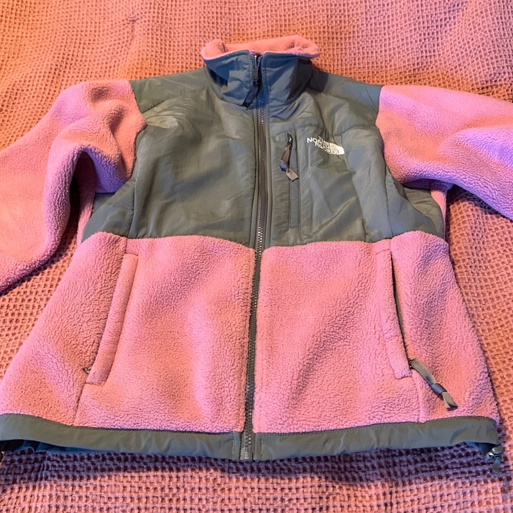 North face pink/gray fleece jacket
